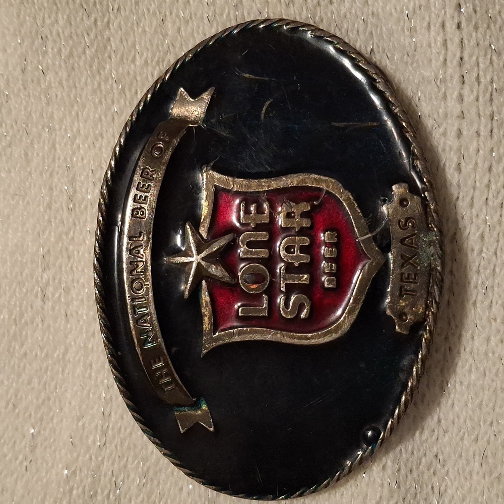 Vintage 1980s Lone Star Beer Belt Buckle Serial # 139 Talena Buckle Company made